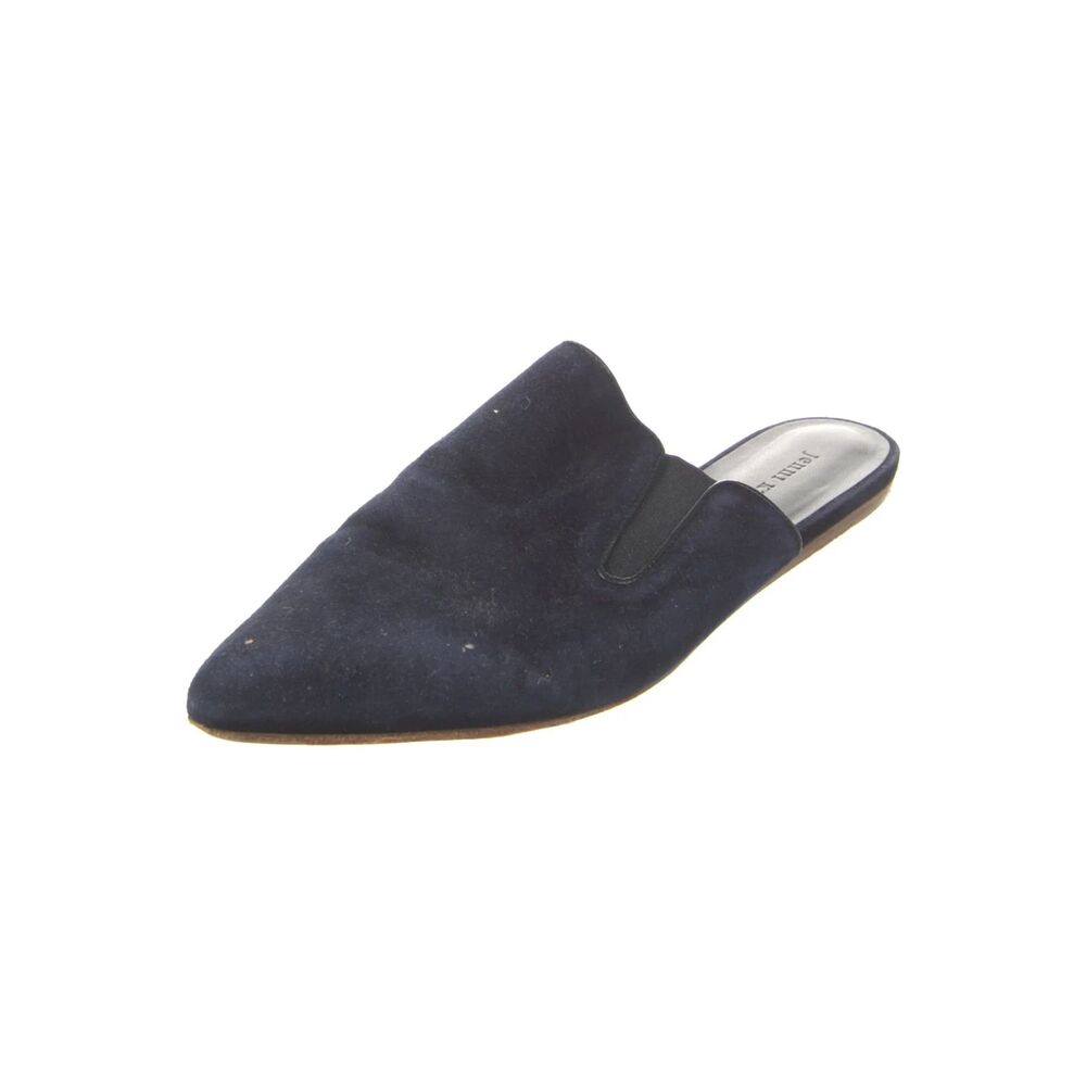 Jenni Kayne Black Velvet Pointed Toe Slip On Mule Flats Size 10